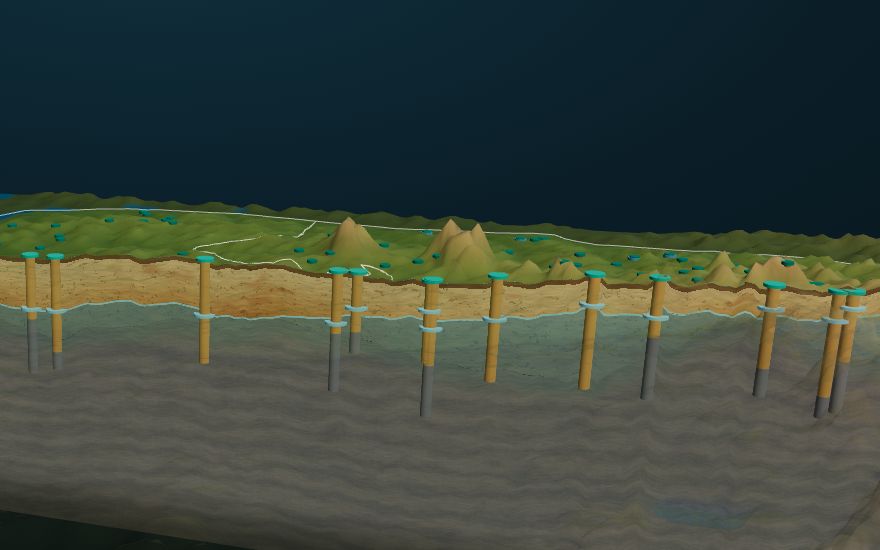 Cross-section with boreholes